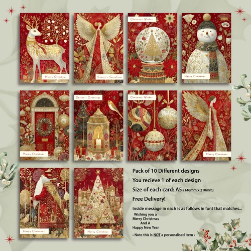 Pack christmas cards modern - 10,